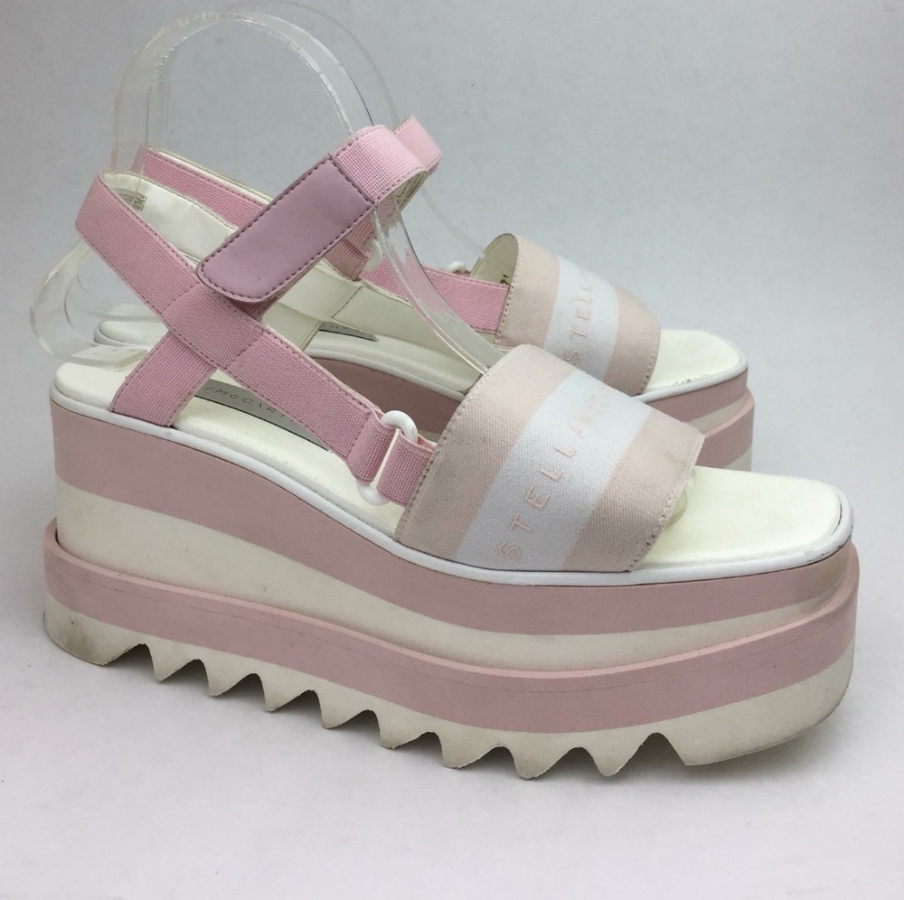 STELLA MCCARTNEY Stripe Platform Sandal sz…